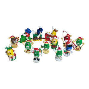Vintage 1990s M&M Candy Topper Christmas Ornaments Lot of 13 Assorted 3"